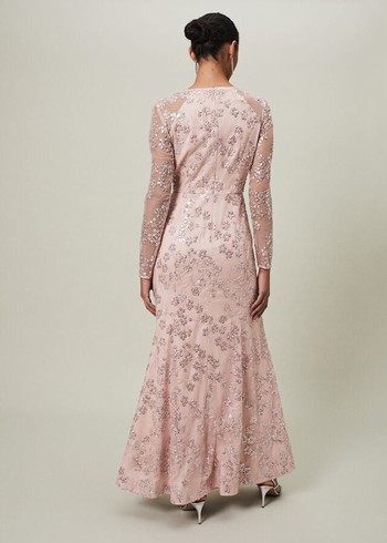 Phase Eight Natalya Sequin Floral Dress Pink Canada | AXCKQZ-681